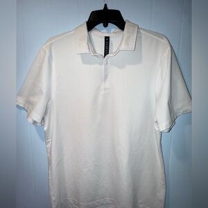 Lululemon Polo Shirt Large White Short Sleeve Collared Athletic Casual Top
